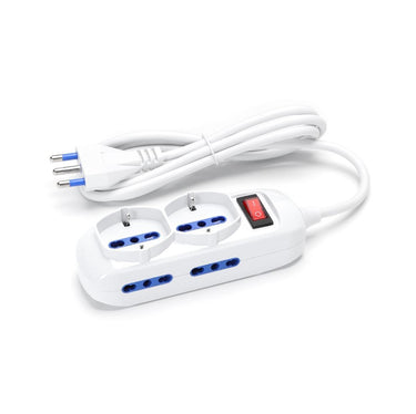 Multipresa a 6 vie con interruttore 16A 1,5m 3G1.0mm² bianca